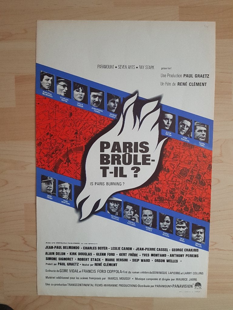 filmaffiche Alain Delon Is Paris Burning? 1966 filmposter, Rechthoekig Staand, Ophalen of Verzenden, Zo goed als nieuw, A1 t/m A3