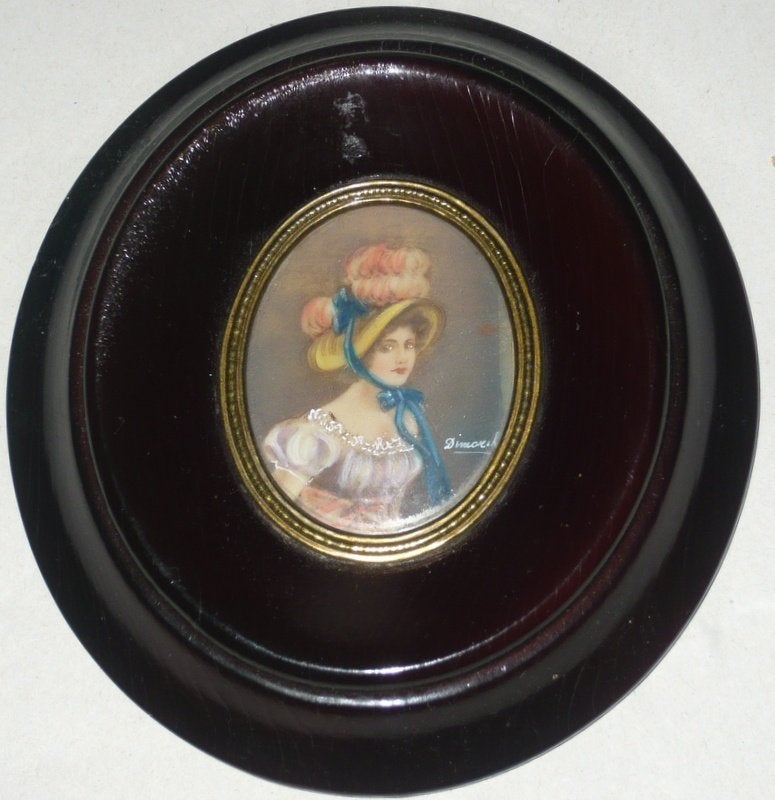PORTRETMINIATUUR OP ZIJDE (DIMIORCH?) CA 1920, Antiek en Kunst, Kunst | Schilderijen | Klassiek, Ophalen of Verzenden
