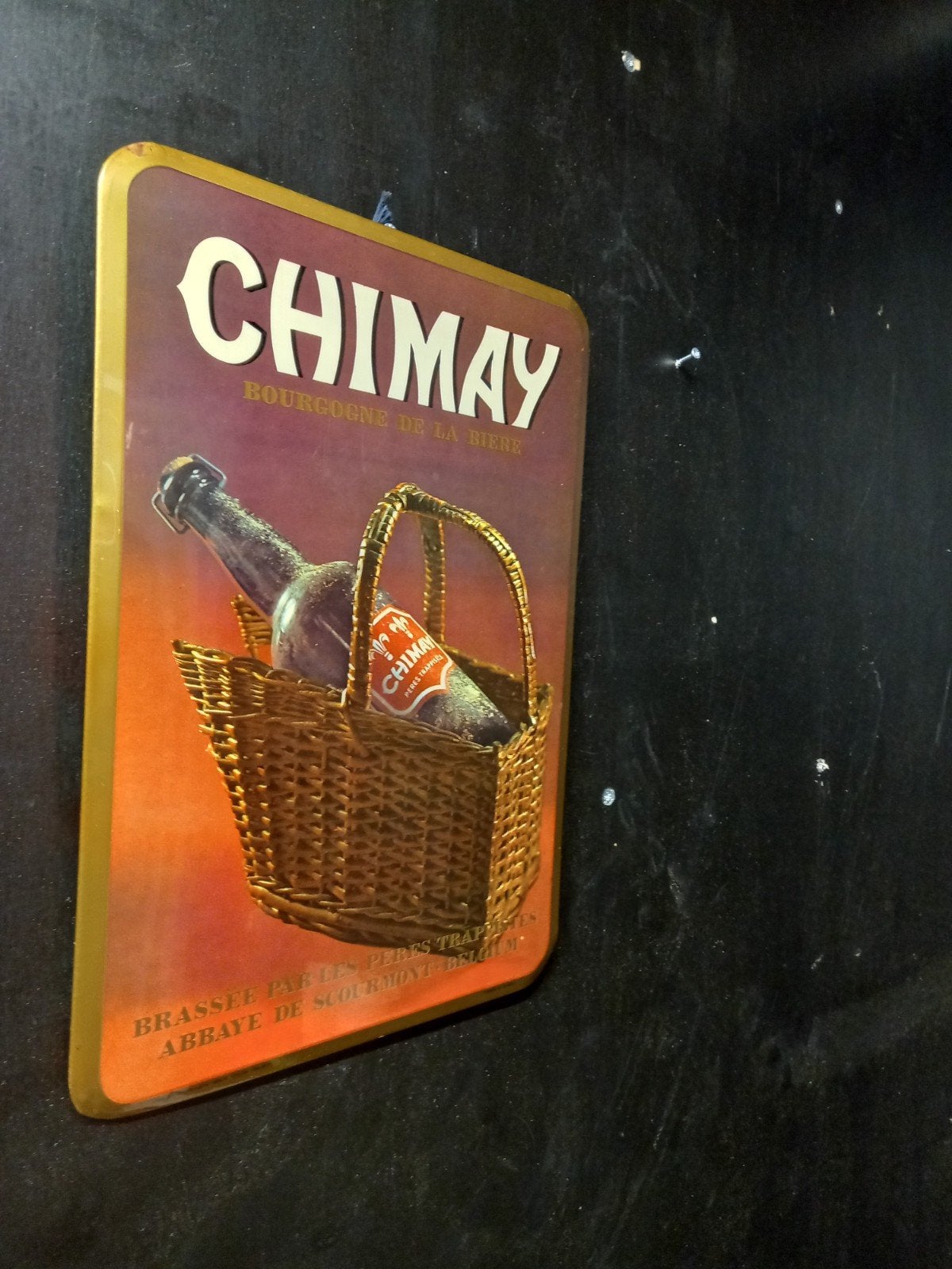 Panneau d'affichage trappiste vintage de Chimay 1980, Enlèvement, Panneau publicitaire