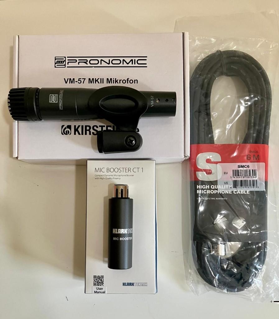 Pronomic VM-57 MKII+Klark Teknik CT 1+kabel XLR 6.mts, Musique & Instruments, Microphones, Neuf, Micro studio, Enlèvement
