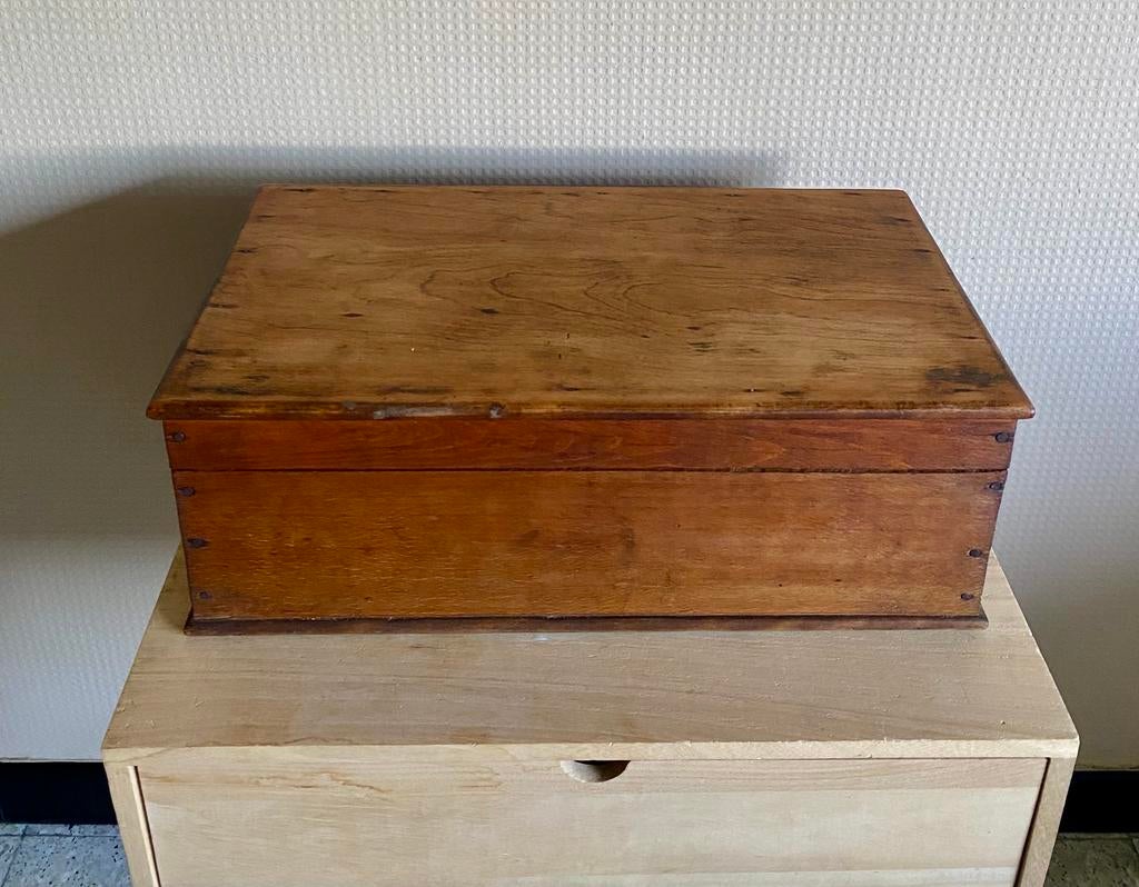 Vintage houten opbergkist, Antiek en Kunst, Ophalen of Verzenden