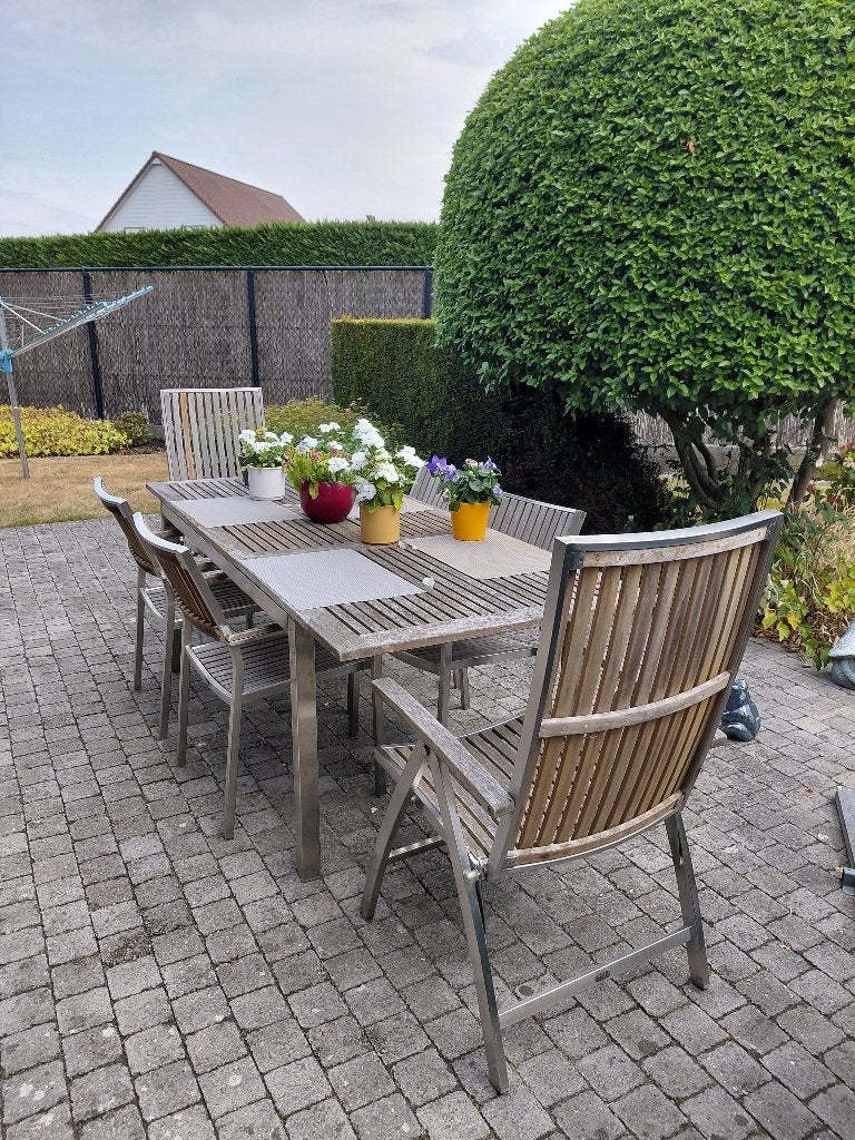 set tuinmeubelen, Tuin en Terras, Ophalen, Gebruikt, Rechthoekig, Hout