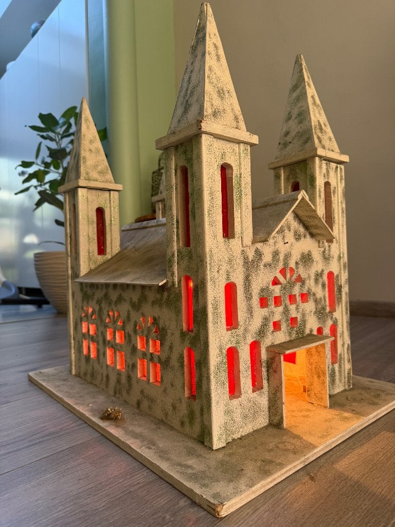 Kerk/gebouw miniatuur met lichtjes, Enlèvement, Comme neuf