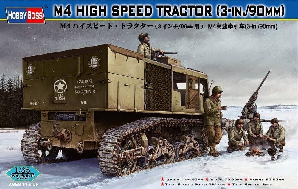 HOBBY BOSS 82407 M4 HIGH SPEED TRACTOR (3-IN./90MM) 1/35, Hobby & Loisirs créatifs, Modélisme | Voitures & Véhicules, Neuf, Autres marques