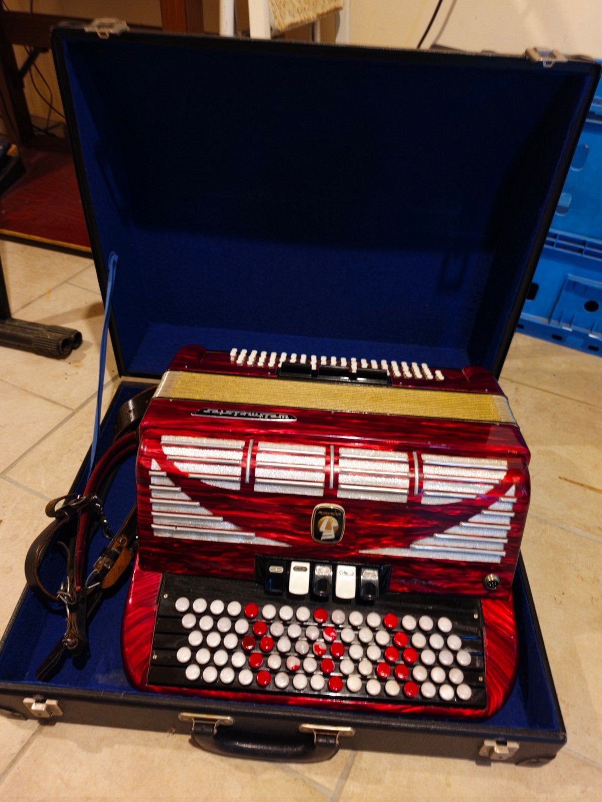 Prachtige Weltmeister Knopaccordeon Rood Parelmoer, Muziek en Instrumenten, Ophalen, Knopaccordeon, Weltmeister