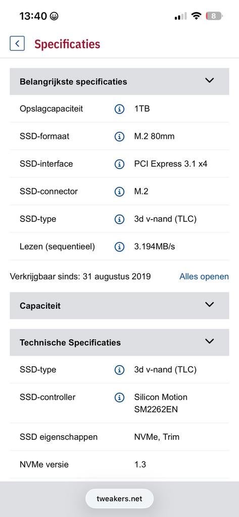 OWC AURO PRO X2 1 TB, Enlèvement ou Envoi