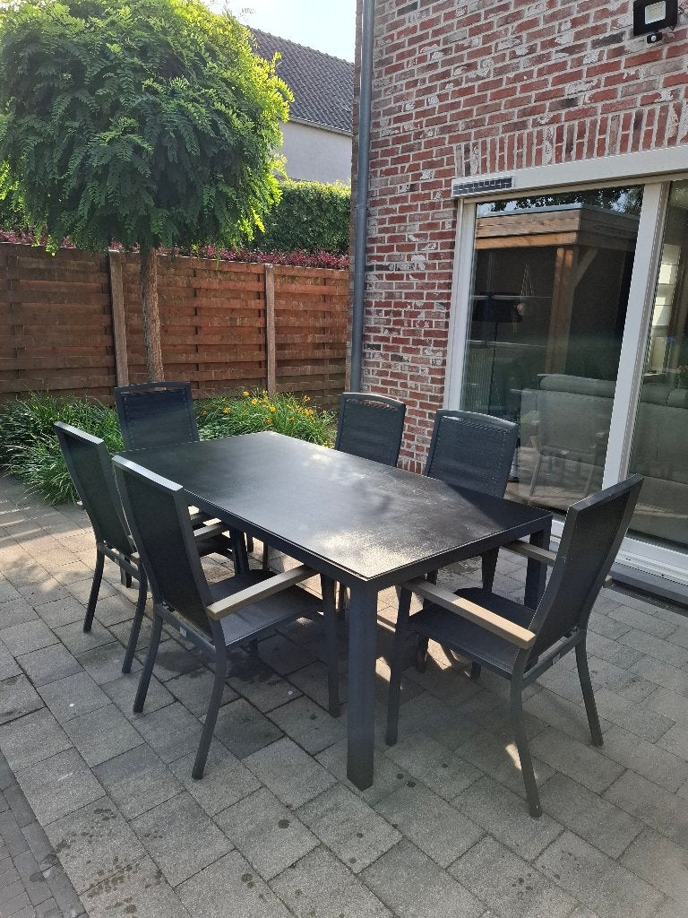 Tuinset tafel + 8 stoelen, Jardin & Terrasse, Ensembles de jardin, Salons de jardin, Aluminium, Comme neuf, 8 places