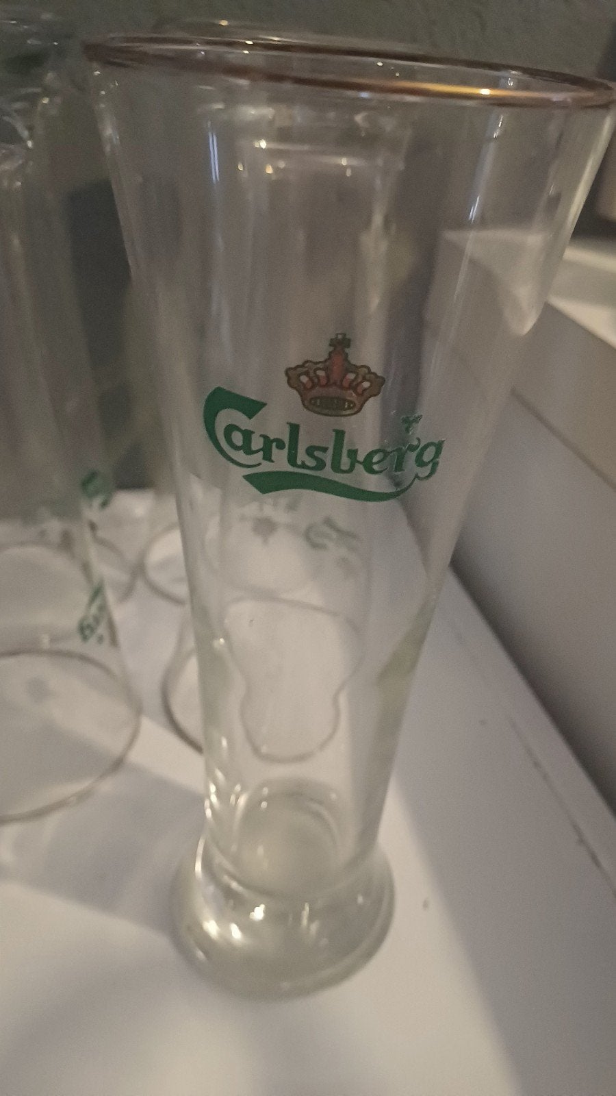 5 verres Carlsberg longs, Enlèvement ou Envoi, Comme neuf, Verre ou Verres