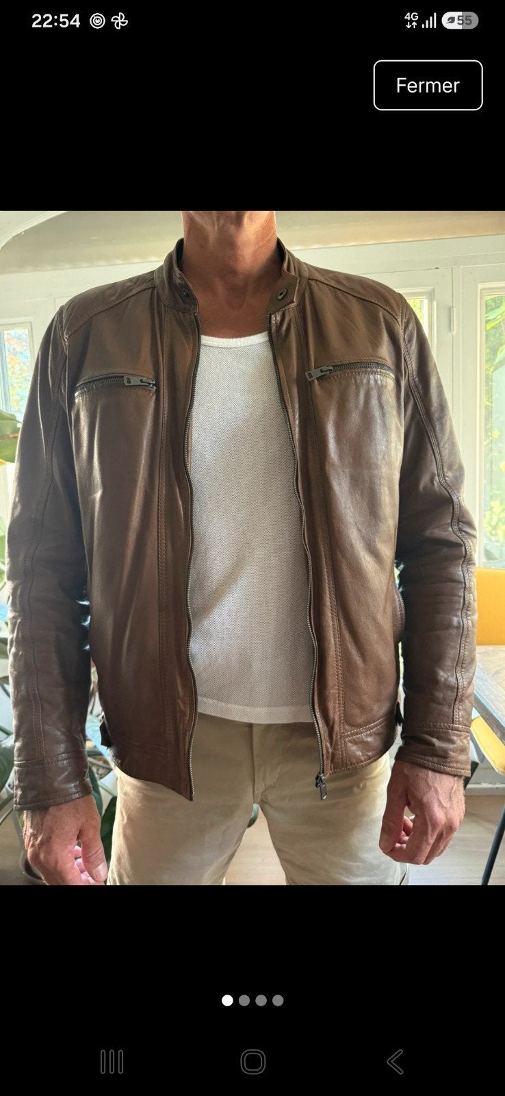 belle veste cuir marron XL, Enlèvement, Porté, DEVRED 1902
