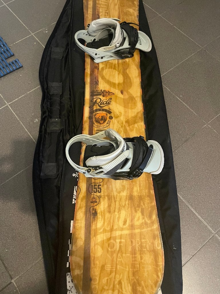 Snowboard Ride Manic 155 + Burton bindingen & botten, Sport en Fitness, Ophalen, Gebruikt, Bindingen