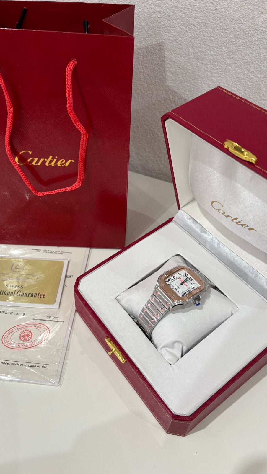 Montre Cartier Santos de Cartier Rose 35 mm, Enlèvement ou Envoi, Étanche, Neuf
