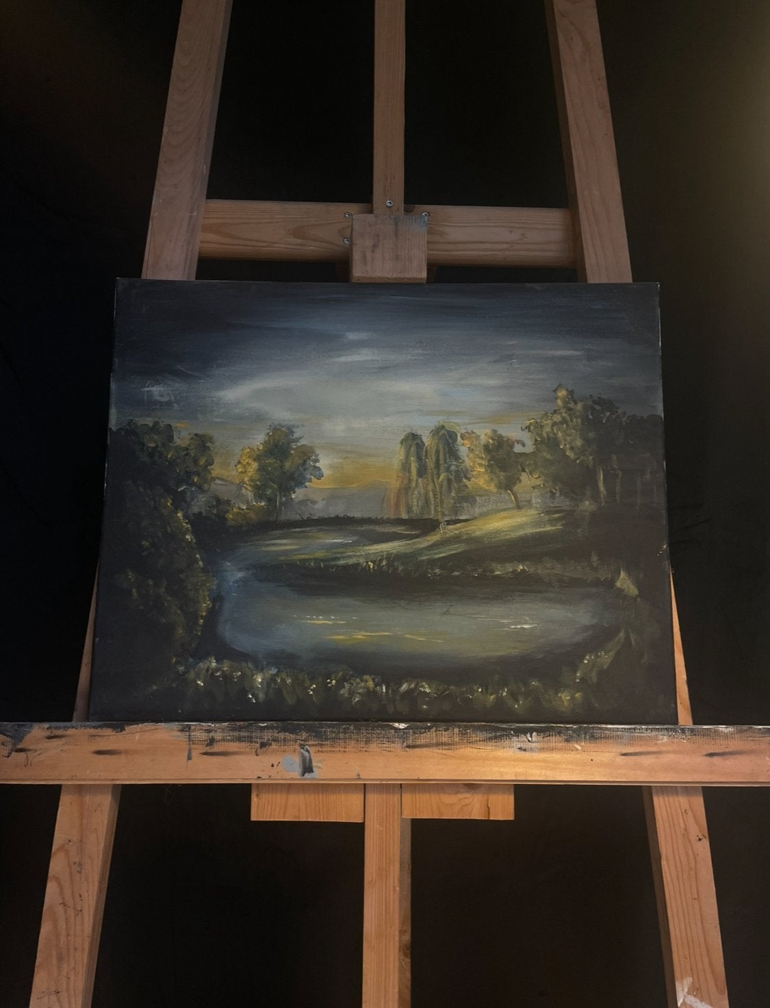 Painting ‘Willow in gold’, Ophalen of Verzenden, Nieuw