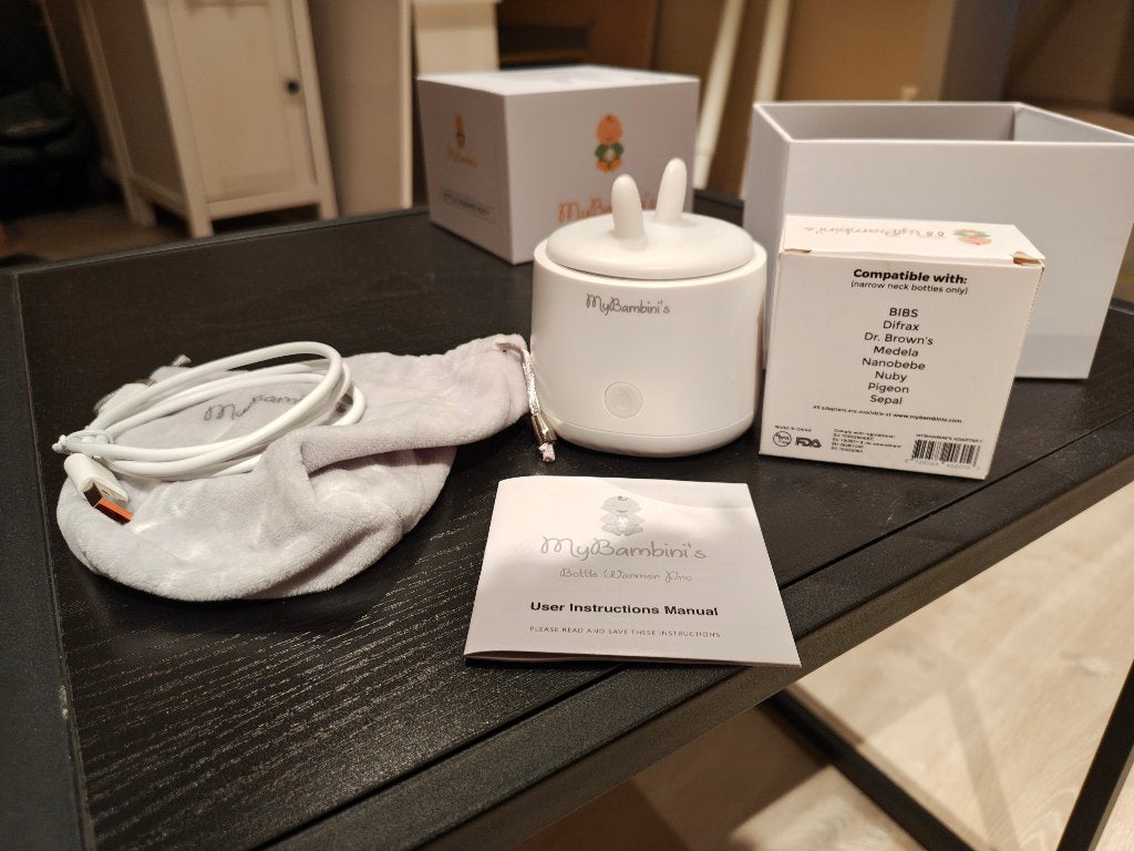 Draagdloze flessenwarmer MyBambini inclusief koppelstuk, Kinderen en Baby's, Ophalen, Zo goed als nieuw, Automatisch, Flessen- of potjesverwarmer