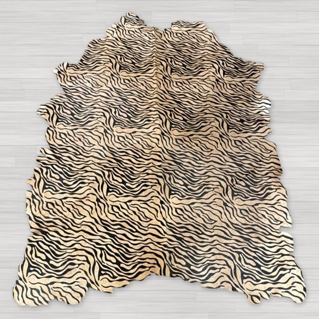 Koeienhuid baby zebraprint beige 200x180cm | Lederstore, Beige, Wandkleed, Nieuw, Ophalen of Verzenden