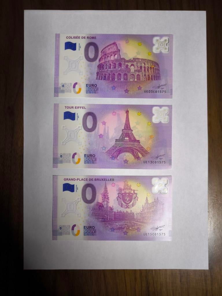 Set 3 billets 0 Euro Souvenir Collector Polymere 2017 Rome P, Postzegels en Munten, Ophalen of Verzenden, Setje