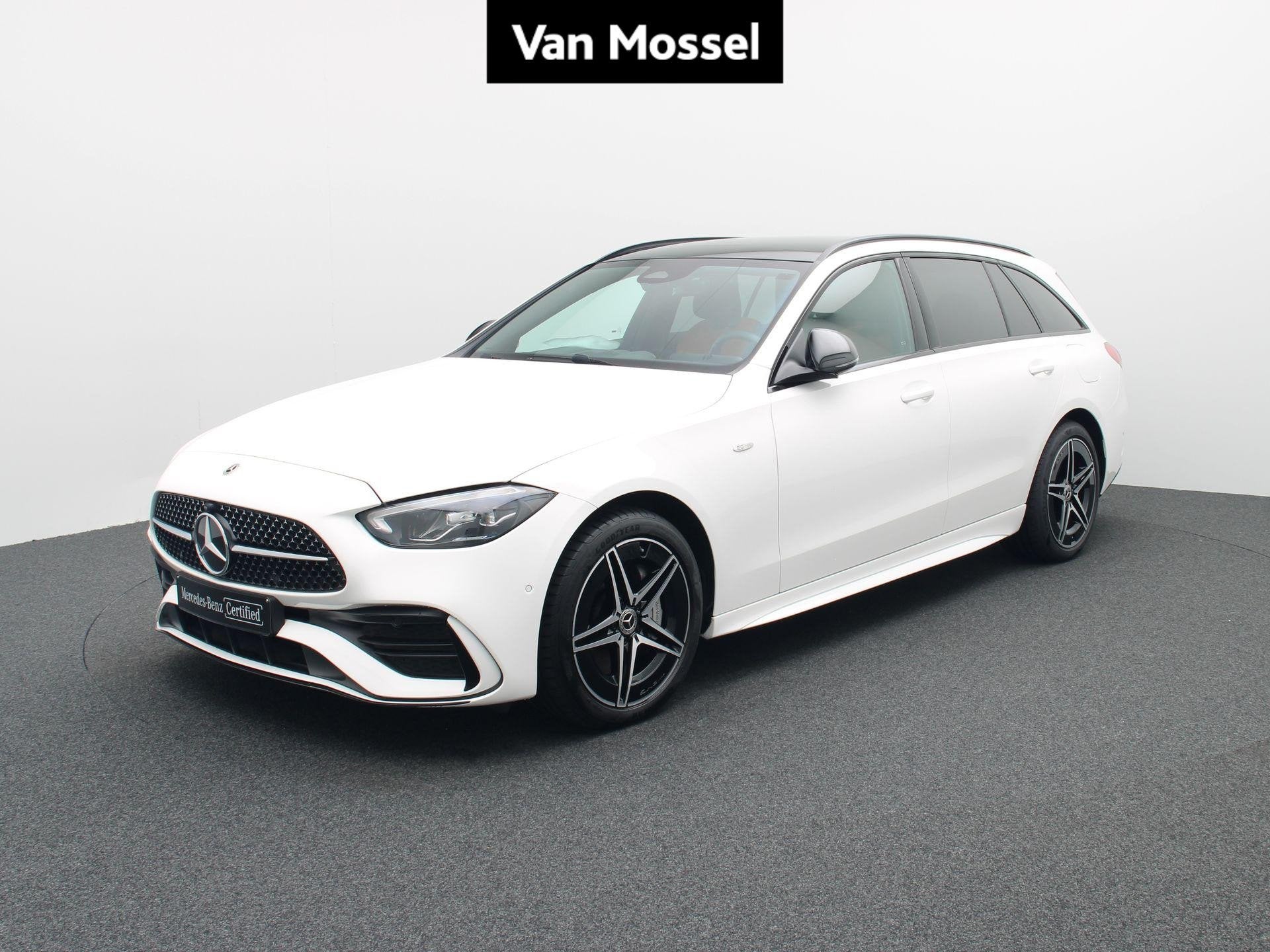 Mercedes-Benz C 300 e AMG Line Break + LEDER TWO TONE + PANO, Automaat, Dealer onderhouden, 4 cilinders, Wit