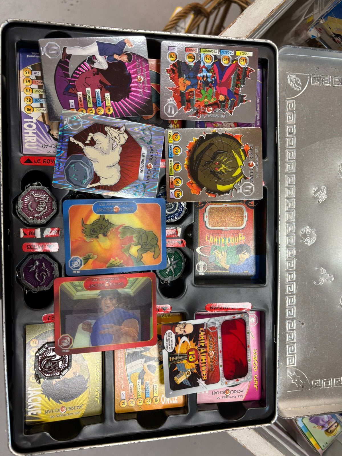 Lot complet de cartes Jackie Chan avec cartes holographiques, Ophalen of Verzenden, Zo goed als nieuw
