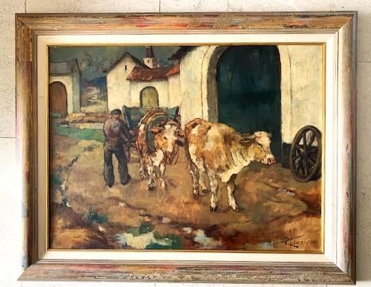 Ossen voor de wagen ca. 1940 - Piet Landkroon 1907-1997, Ophalen of Verzenden
