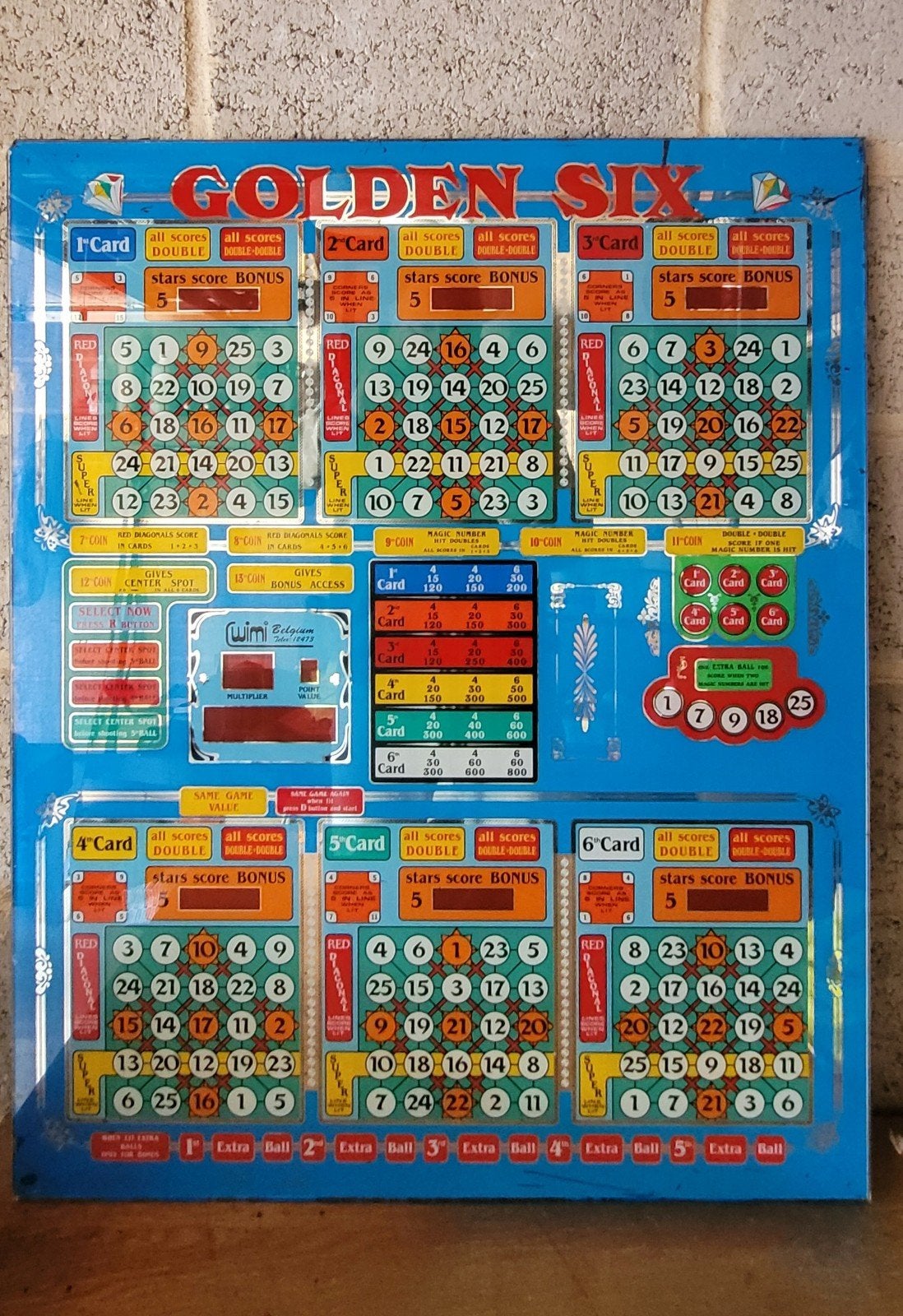 vitre bingo "golden six" original, Ophalen