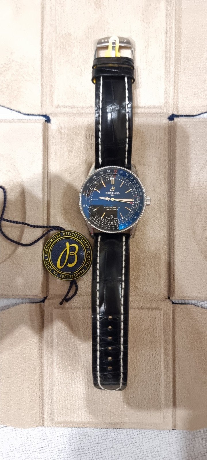 Breitling Navitimer 41 automaat - Volledige set - Nieuw, Handtassen en Accessoires, Ophalen, Leer, Breitling