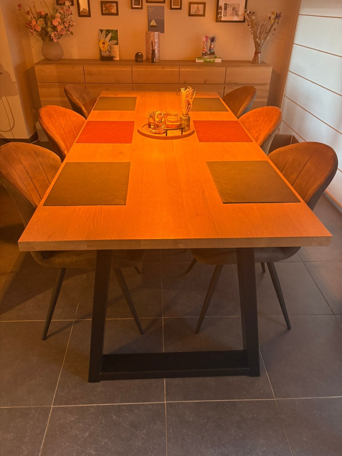 Table et chaises, Maison & Meubles, 200 cm ou plus, Cinq personnes ou plus, Chêne, 50 à 100 cm