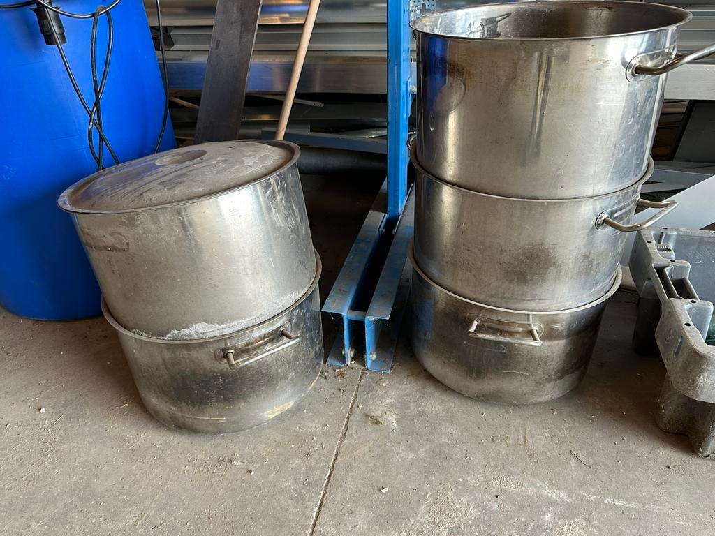 5 grote kookpotten 40 cm diameter, Huis en Inrichting, Keuken | Potten en Pannen, Ophalen, Zo goed als nieuw, Aluminium