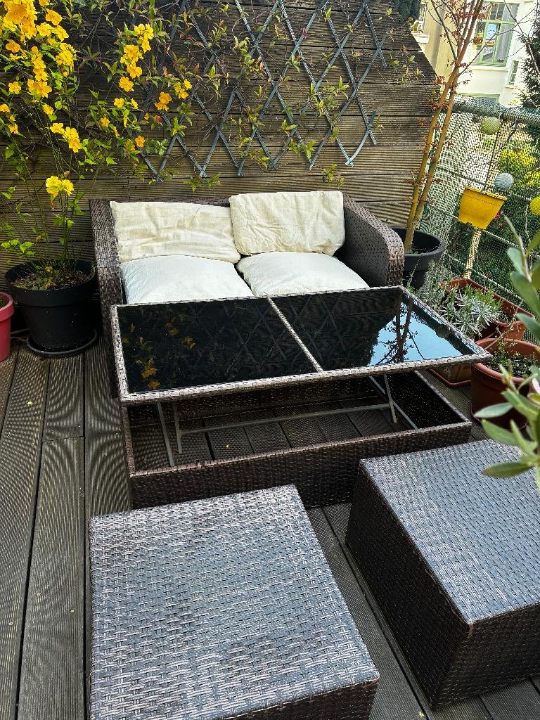 Salon de jardin – Bon état – 80 € (prix fixe), Salons de jardin, Synthétique, Utilisé, Enlèvement