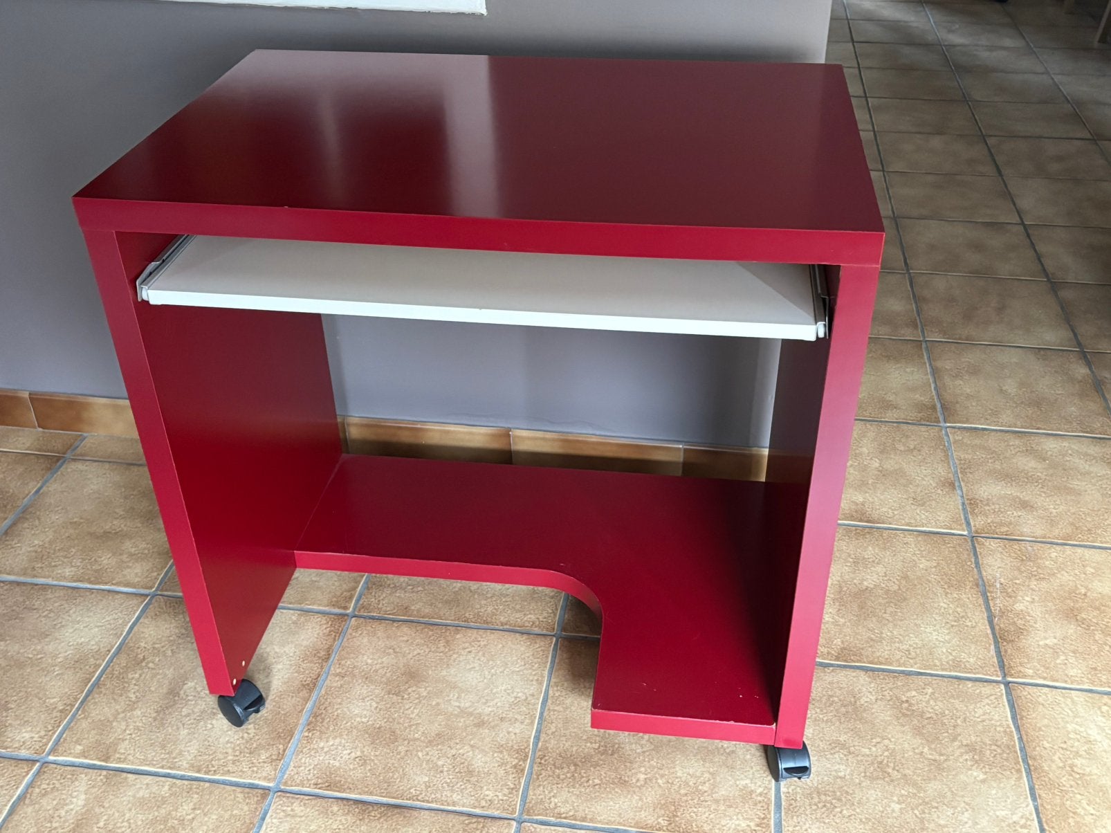 Computertafeltje op wieltjes - bordeaux, 70 à 120 cm, 70 à 120 cm, Enlèvement, Utilisé