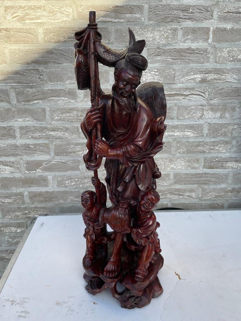 sculpture sur bois orientale vintage - 58,5 cm, Enlèvement ou Envoi