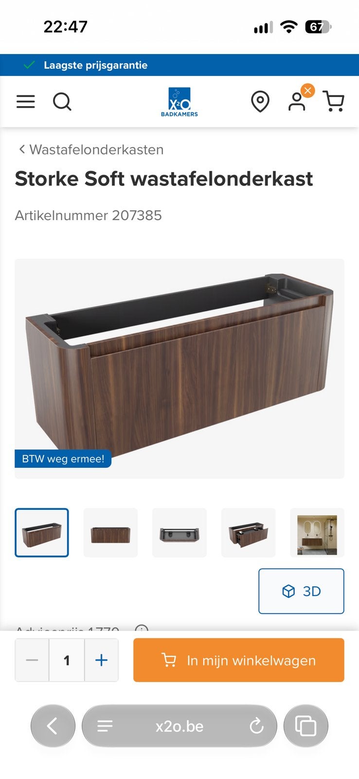 Storke badkamerkast 140cm, Maison & Meubles, Enlèvement, Comme neuf, 100 à 150 cm, Meuble lavabo