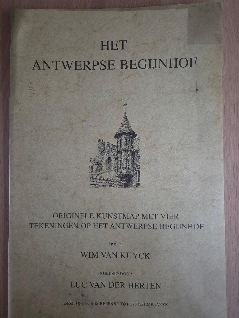 Kunstmap met 4 tekeningen op het Antwerpse begijnhof, Antiek en Kunst, Kunst | Tekeningen en Fotografie, Ophalen