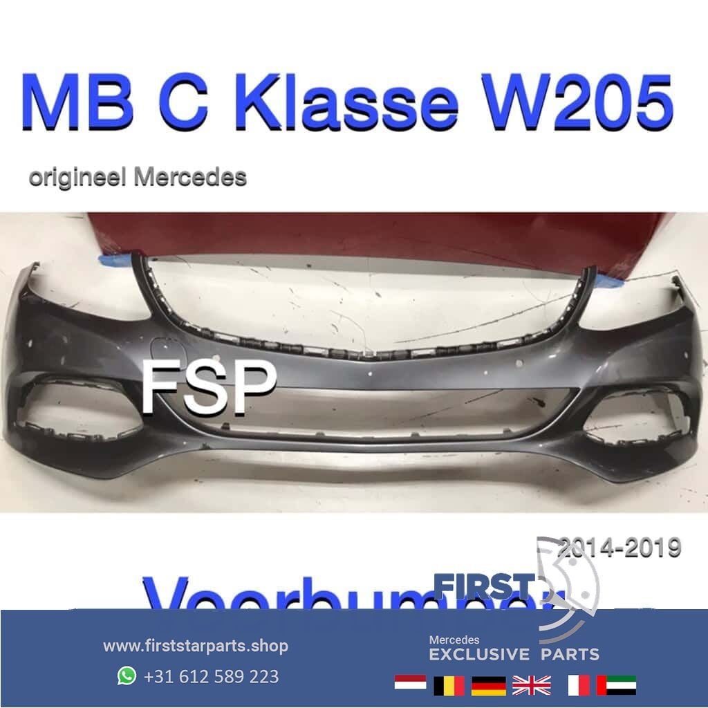 W205 Voorbumper Mercedes C Klasse grijs 2014-2019, Gebruikt, -, Voor, Ophalen of Verzenden