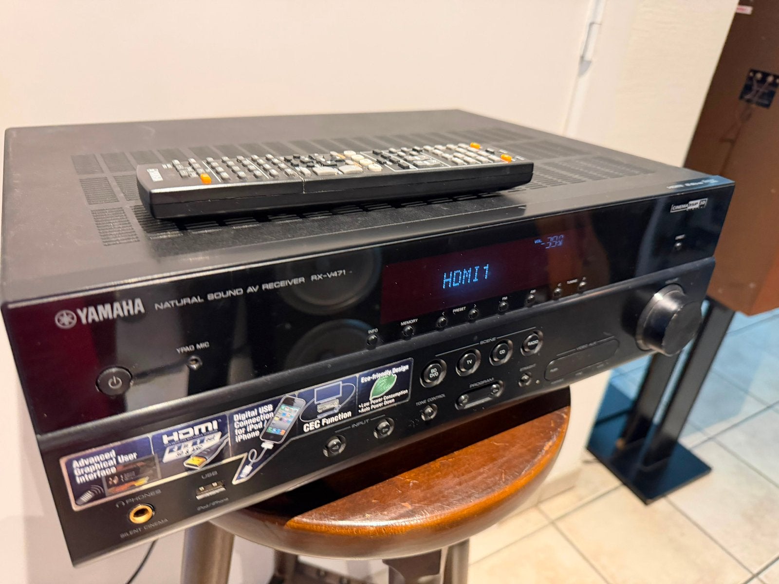 Yamaha RX-V471 5.1 AV Receiver + Originele Afstandsbediening, Ophalen of Verzenden, Zo goed als nieuw, Yamaha