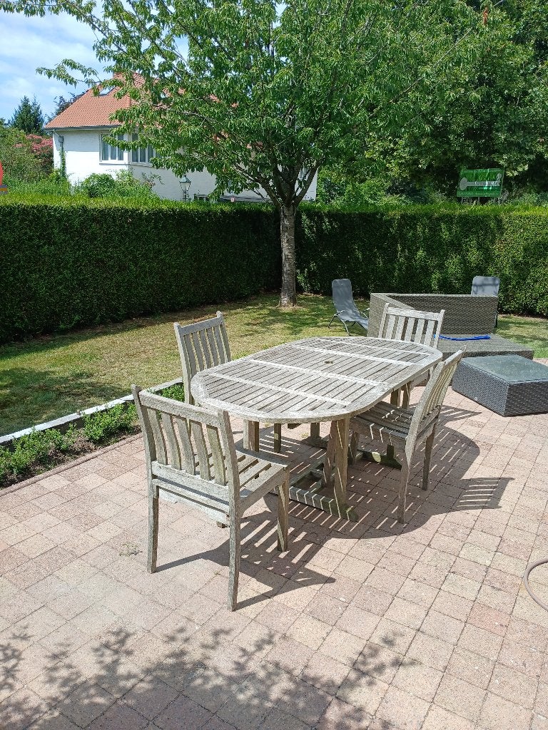 table de jardin avec 4 chaises, Jardin & Terrasse, Enlèvement, Utilisé, Ovale, Bois