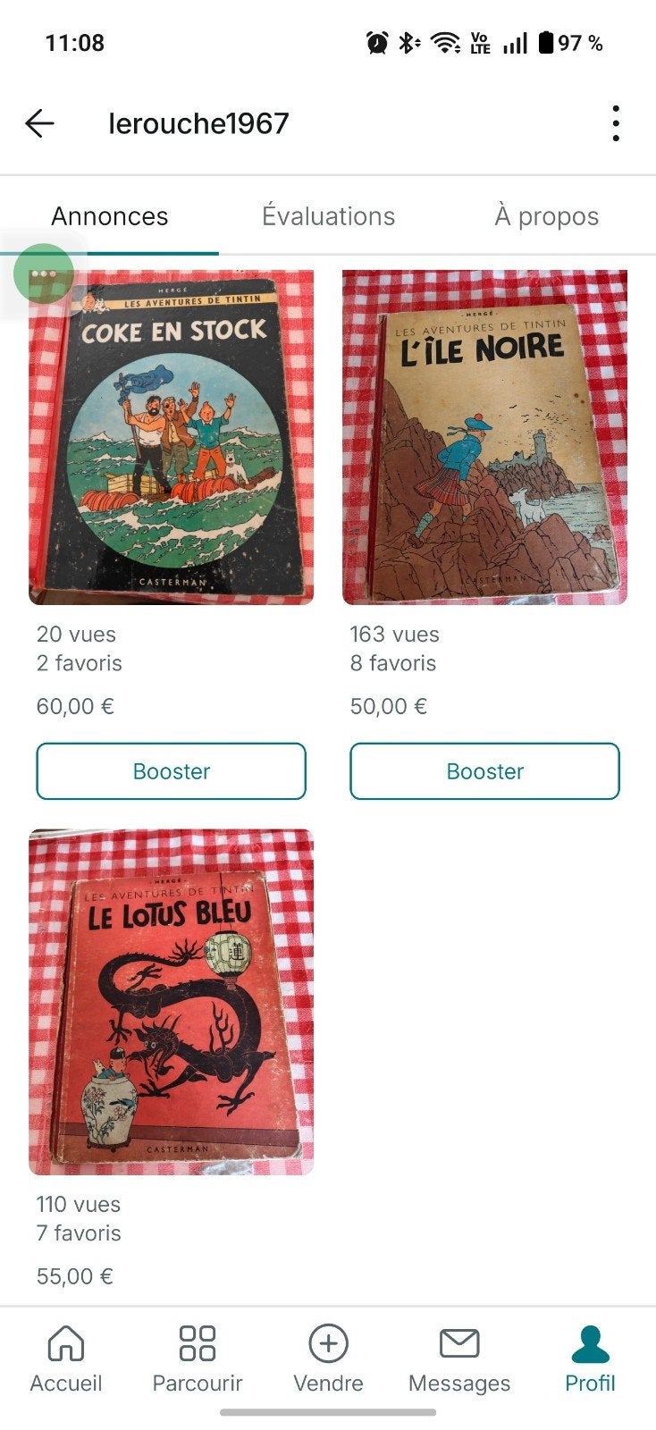 tintin, Plusieurs BD, Enlèvement ou Envoi, Utilisé, Hergé