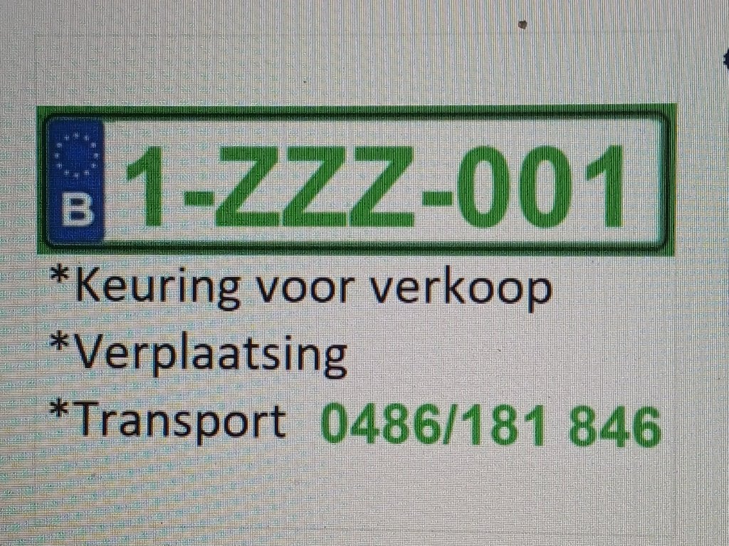 Z-plaat-keuring voor verkoop, transport 0486 18 18 46, Enlèvement ou Envoi
