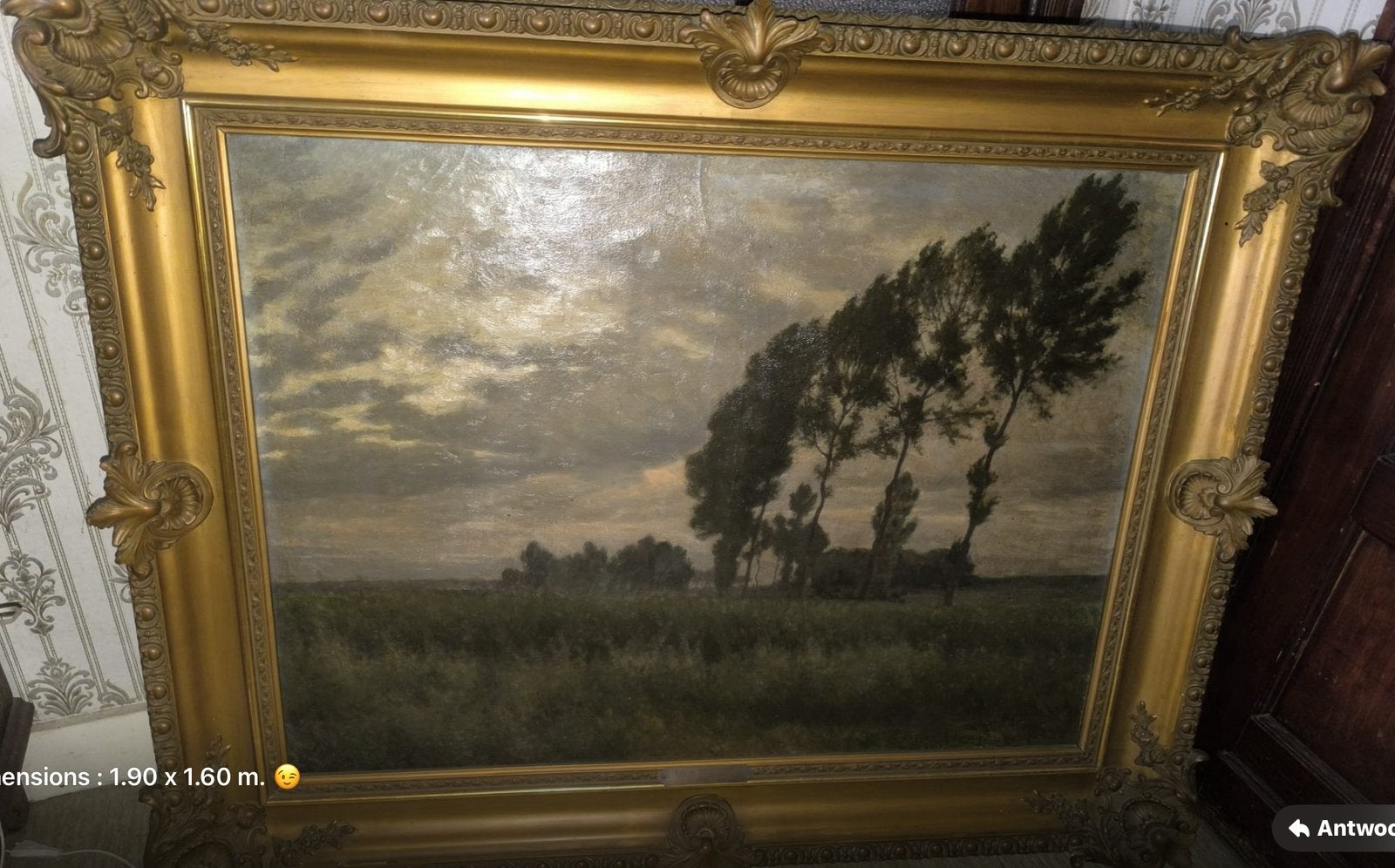 Heel groot schilderij ‘’avant l’orage’’ van edgar Bittebir, Ophalen, Doek, Stilleven, Handgeschilderd