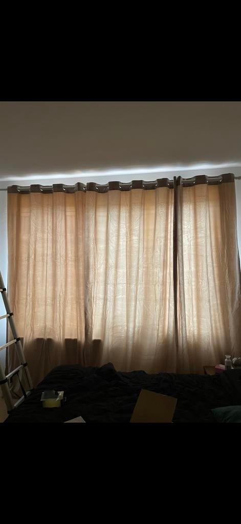 Fluwelen verduisterende gordijnen beige 2,9x2,7m + 1,4x2,7m, Huis en Inrichting, Ophalen, Zo goed als nieuw, Beige