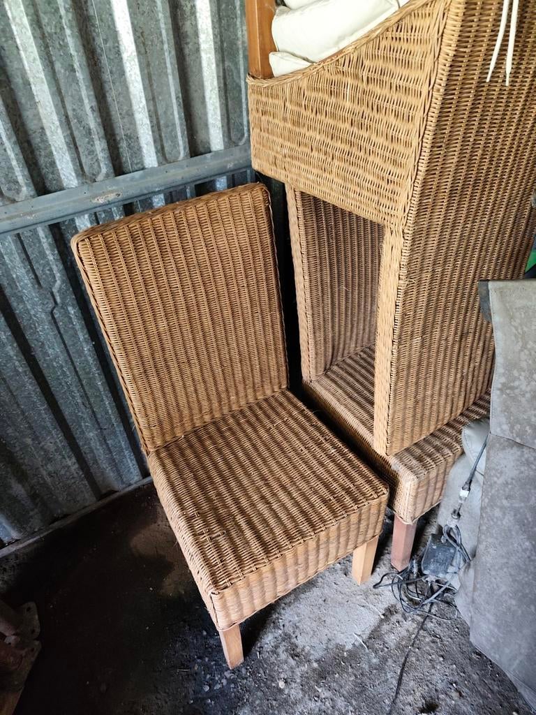 Rieten tuinstoelen met kussentjes, Tuin en Terras, Ophalen