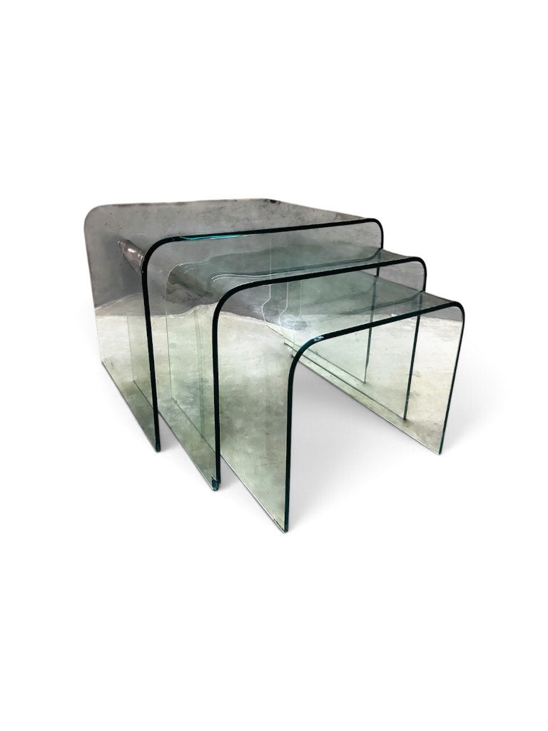 Tables gigognes en verre Roche Bobois, 55 à 75 cm, Minimaliste, 45 à 60 cm, Verre