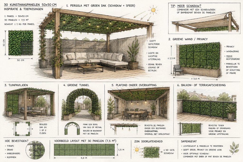 30 panneaux de plantes artificielles de 50 x 50, Enlèvement, Utilisé