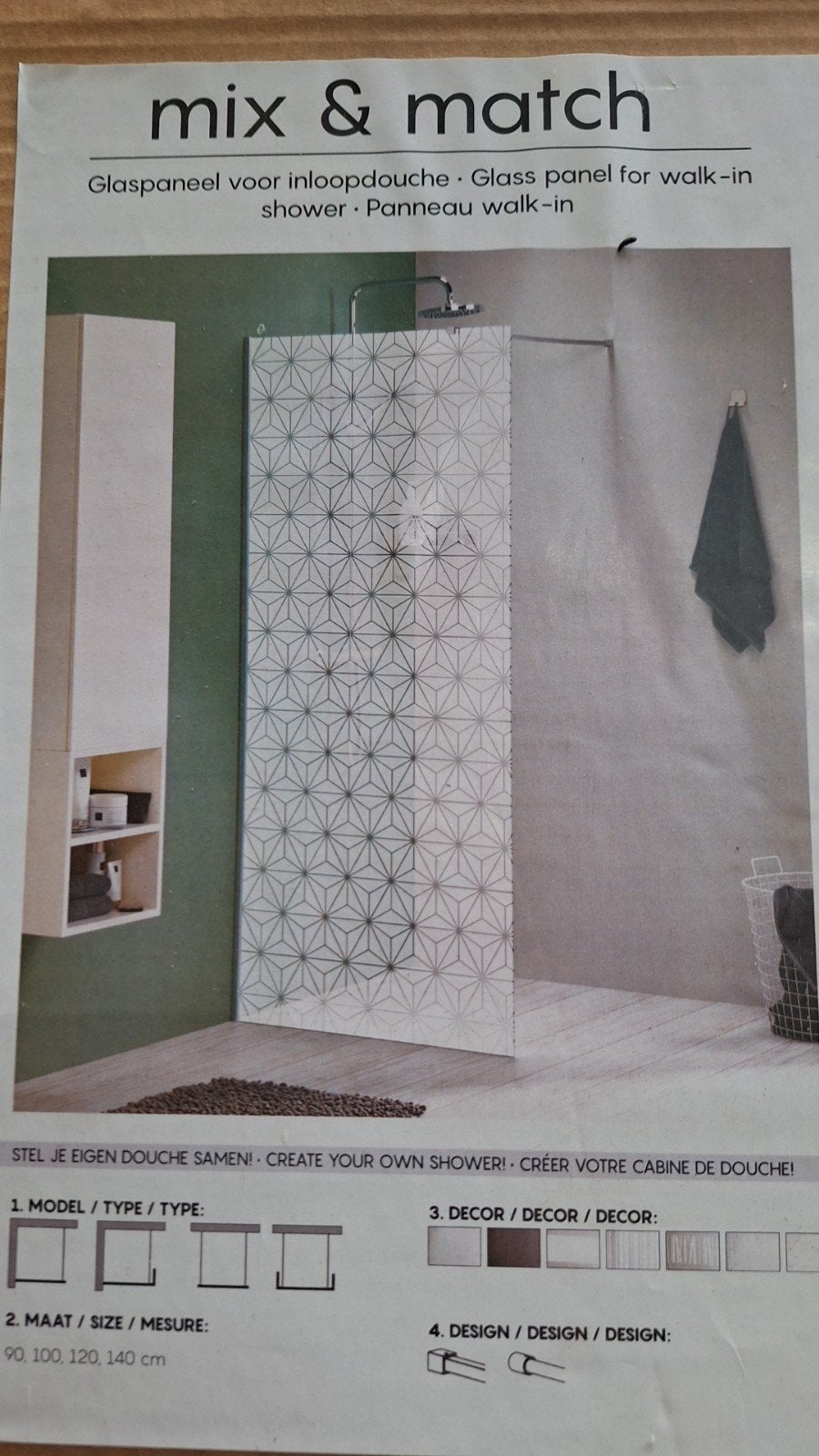parois de douche 90x200cm - nouveau, Bricolage & Construction, Enlèvement