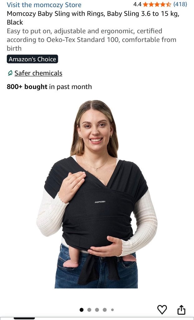 Momcozy Baby Sling met ringen – zwart, Enfants & Bébés, Autres marques, Enlèvement ou Envoi, Écharpe de portage, Comme neuf