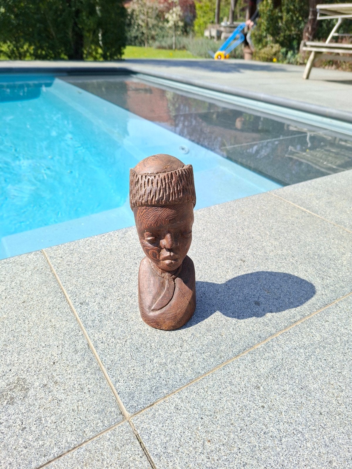houten Afrikaans mannenhoofd, Antiek en Kunst, Buste, Ophalen of Verzenden, Hout, Bruin