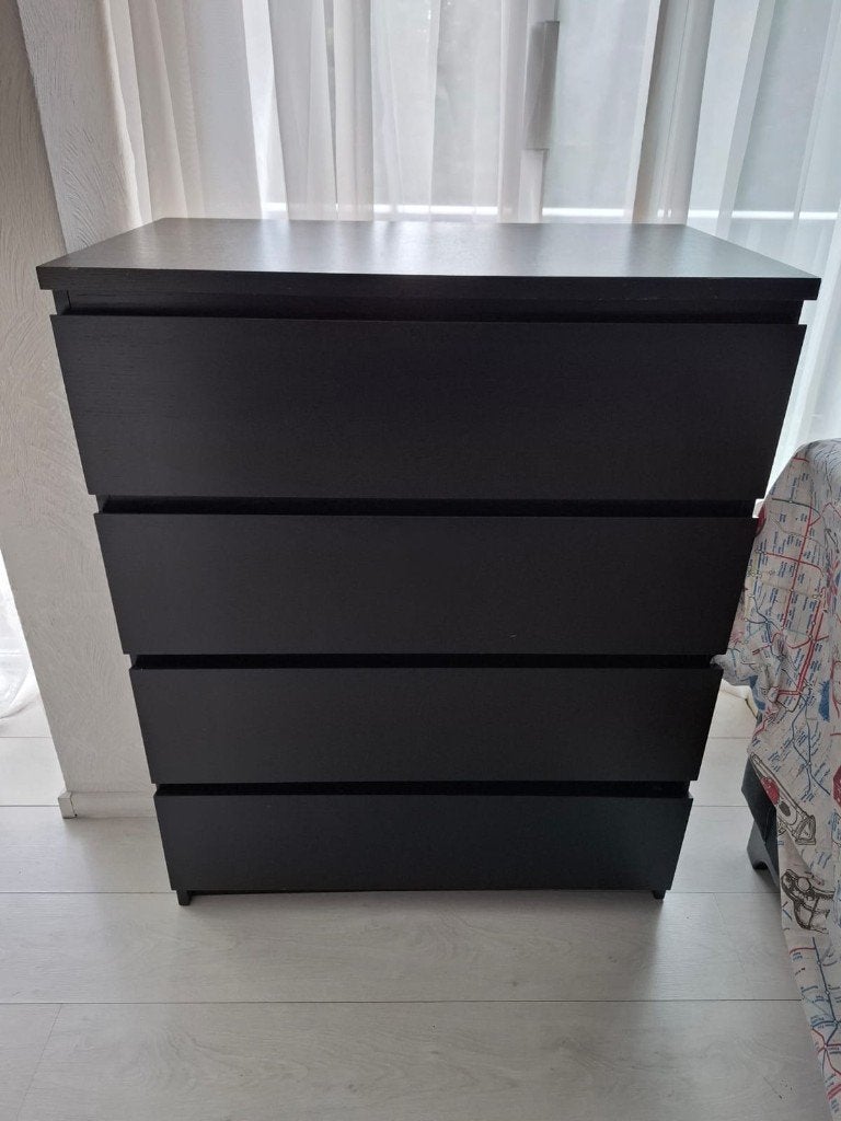 Commode 3 tiroirs, brun noir, 80x48 cm, 3 ou 4 tiroirs, 25 à 50 cm, Enlèvement, Utilisé