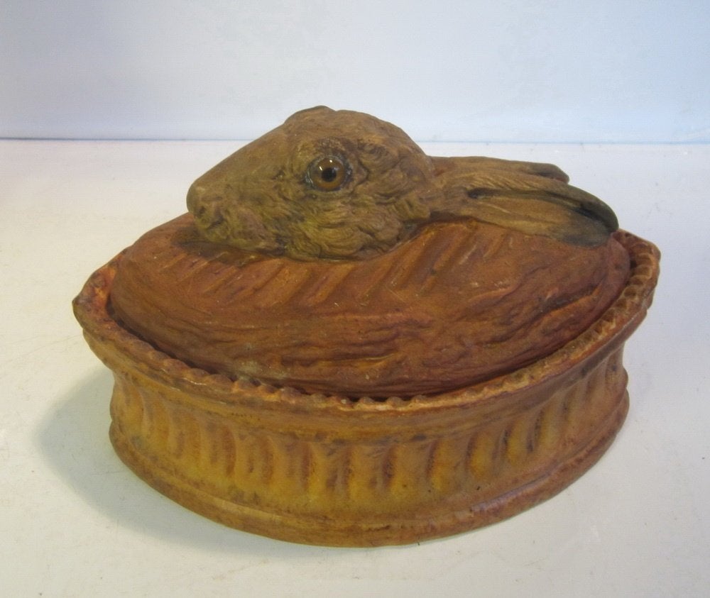 Antieke Pillivuyt patépot, terrine, konijn, glazen oogjes, Antiek en Kunst, Ophalen of Verzenden
