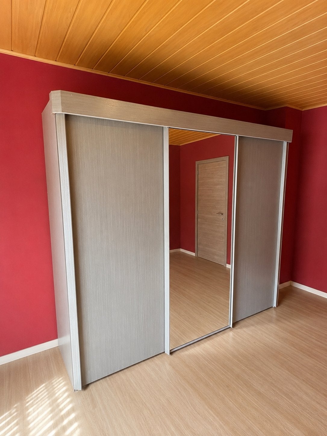 Grote schuifdeurkast met spiegel | 250 x 210 cm, Huis en Inrichting, Kasten | Kleerkasten, Gebruikt, 200 cm of meer, 200 cm of meer