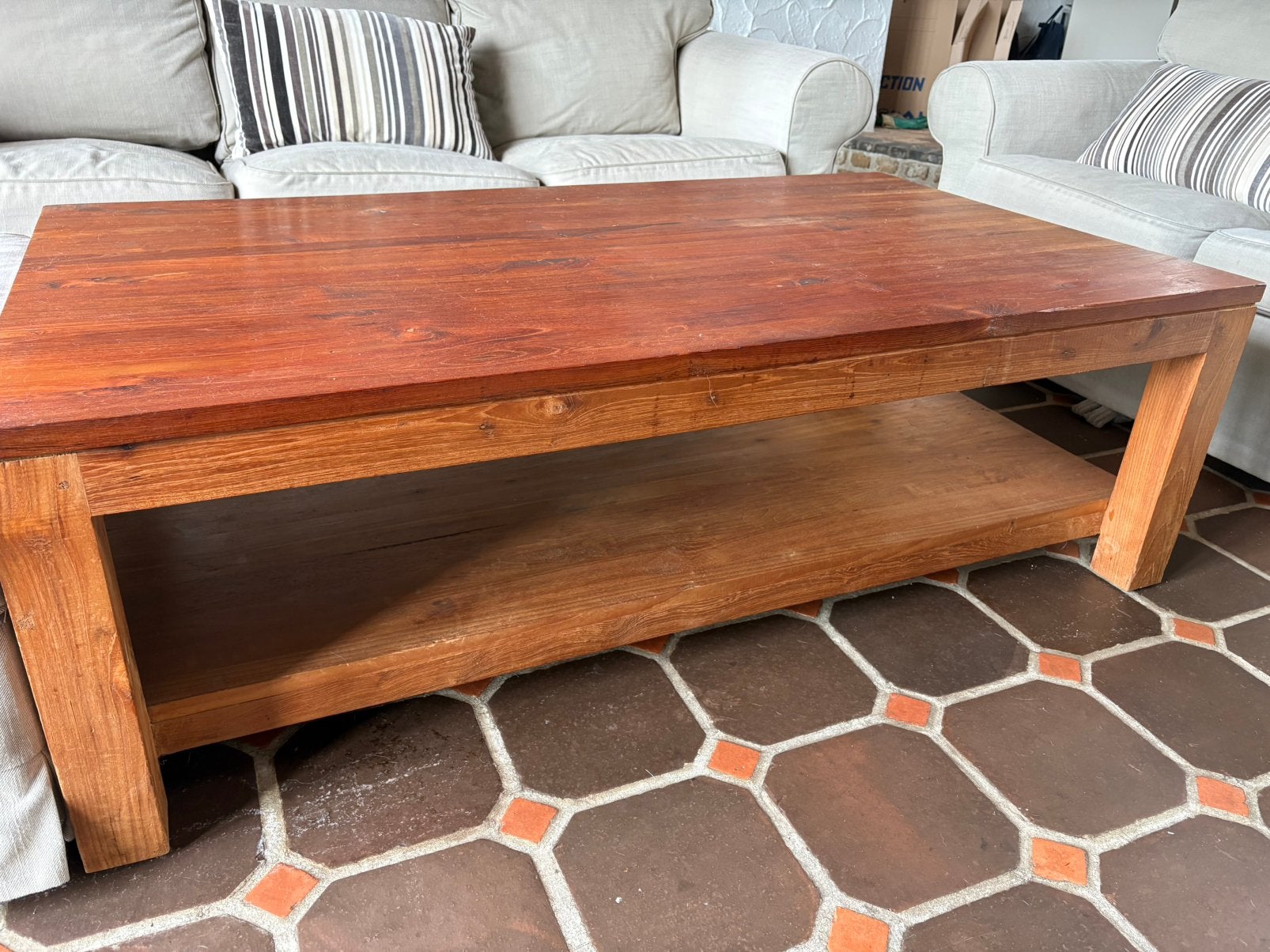 Table basse en teck massif, Maison & Meubles, Teck, 100 à 150 cm, Enlèvement, Utilisé