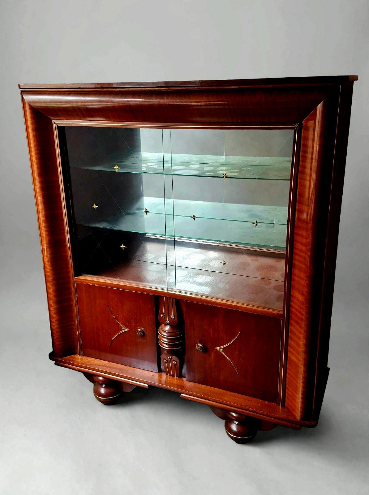 Vintage vitrinekast in notenhout, Ophalen, Glas