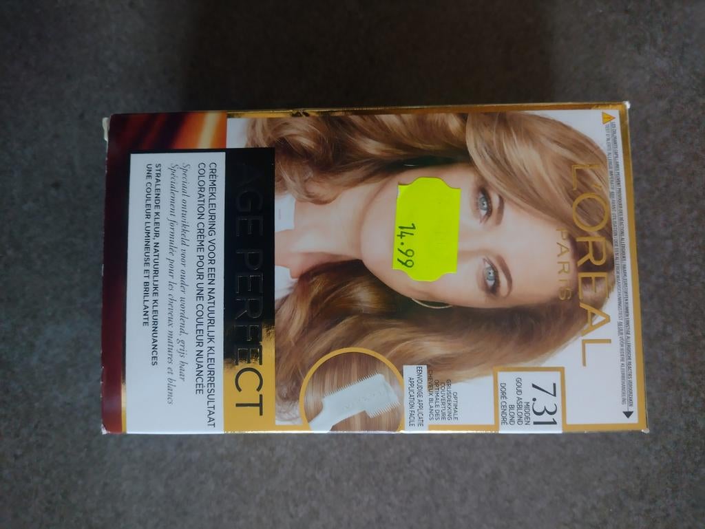 Haarverf L'Oréal  Age Perfect kleur 7.31 midden goud asblond, Ophalen